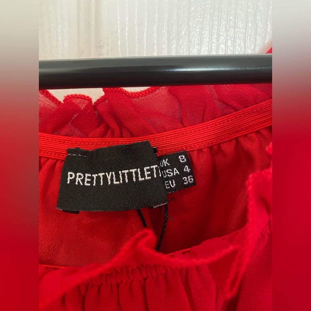 PLT Red Chiffon Ruffle Dress - Picture 7 of 8